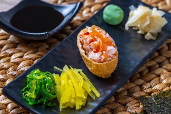 Inari with prawns